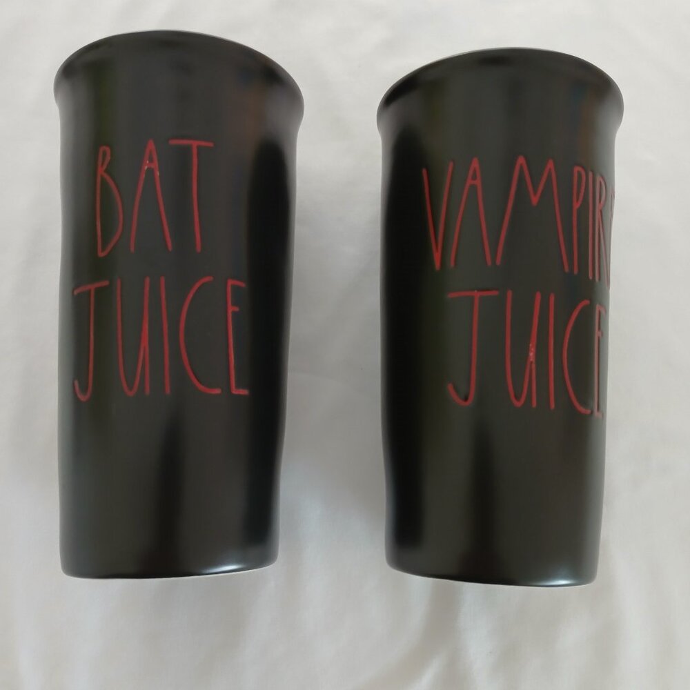 Rae Dunn Halloween Coffee Mugs (2) - Bat Juice and Vampire Juice